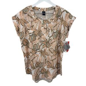 Merrell Peach Green Leaf Print Select Wick Shirt NWT - Women's Size S